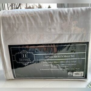 BRAND NEW Hotel Collection Four Piece White Queen Sheet Set